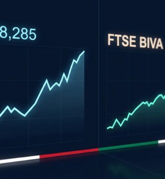 Gráficas del IPC (68,285 puntos) y el FTSE BIVA mostrando tendencia alcista en el mercado bursátil mexicano