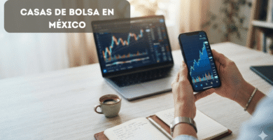 Inversionista comparando una app de inversión y el mercado de valores para elegir casa de bolsa en México