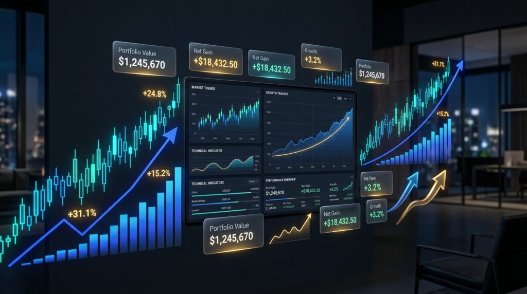 Analista revisa los resultados financieros trimestrales